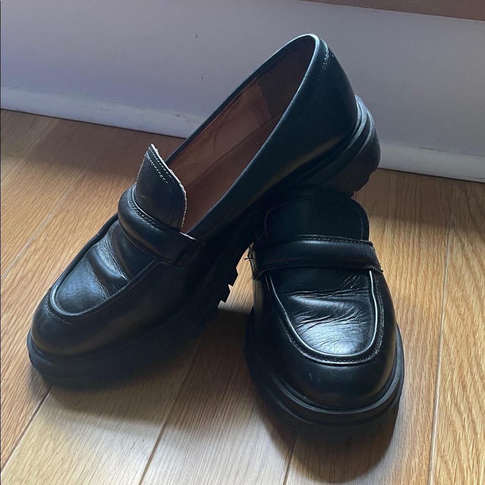 Madewell Black Lugsole Leather Loafers ‘The Bradley’